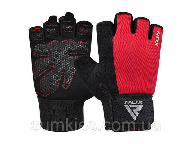 Рукавички для фітнесу RDX W1 HALF RED PLUS-XL - Фото 1