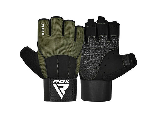 Рукавички для фітнесу RDX W3 ARMY GREEN WITH EVA PADDING-M - Фото 1