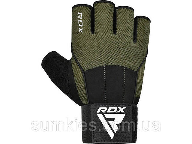 Рукавички для фітнесу RDX W3 ARMY GREEN WITH EVA PADDING-S - Фото 2