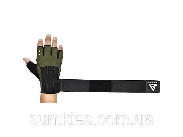 Рукавички для фітнесу RDX W3 ARMY GREEN WITH EVA PADDING-S - Фото 6