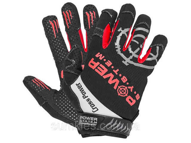 Рукавички для кросфіту з довгим пальцем Power System PS-2860 Cross Power Black/Red L - Фото 1