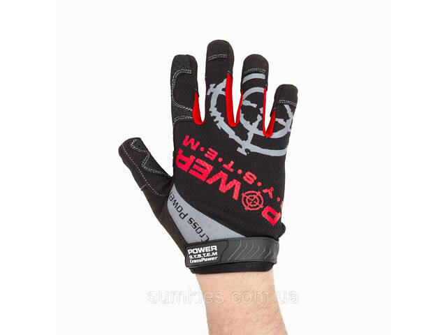 Рукавички для кросфіту з довгим пальцем Power System PS-2860 Cross Power Black/Red L - Фото 4