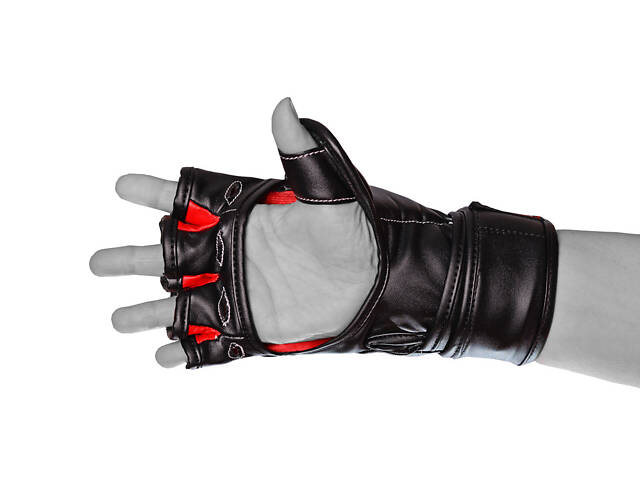Рукавиці для MMA PowerPlay 3053 Чорно-Червоні L/XL - Фото 2
