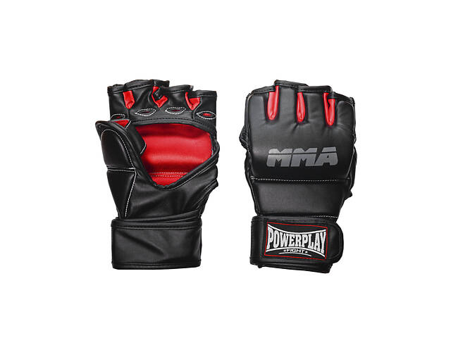 Рукавиці для MMA PowerPlay 3053 Чорно-Червоні L/XL - Фото 4