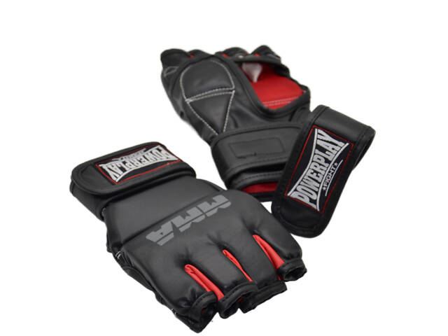 Рукавиці для MMA PowerPlay 3053 Чорно-Червоні L/XL - Фото 8