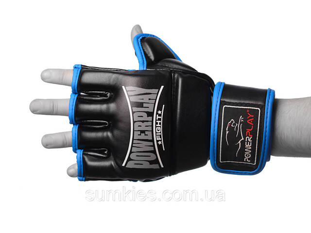 Рукавиці для MMA PowerPlay 3058 Чорно-Сині L - Фото 5