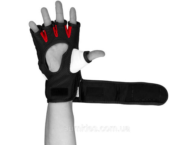 Рукавиці для MMA PowerPlay 3075 Чорні-Білі L - Фото 6