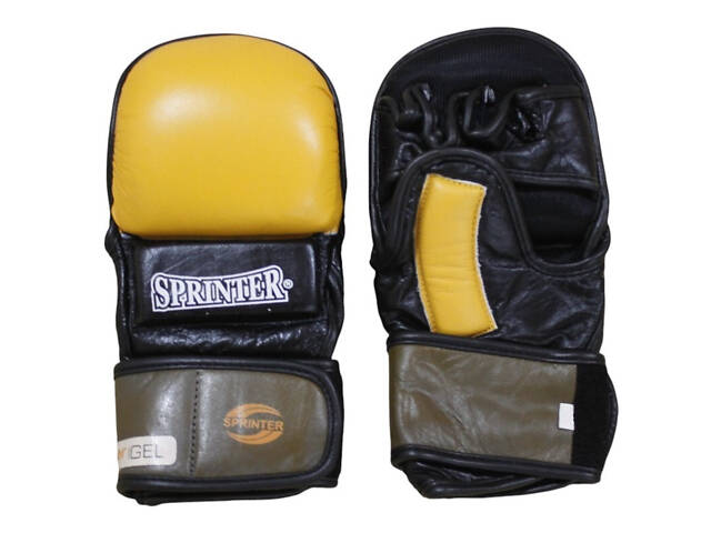 Рукавички для змішаних єдиноборств MMA Sprinter жовто-чорні - Фото 1