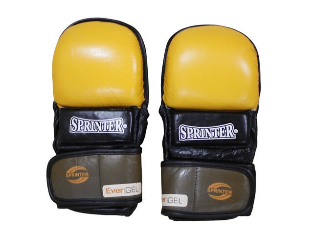 Рукавички для змішаних єдиноборств MMA Sprinter жовто-чорні - Фото 2