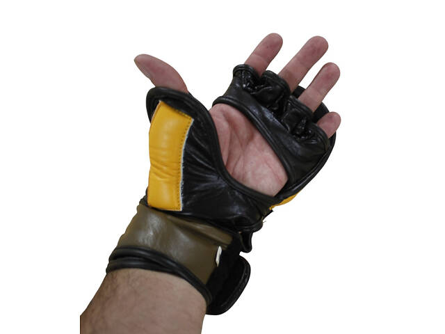 Рукавички для змішаних єдиноборств MMA Sprinter жовто-чорні - Фото 4