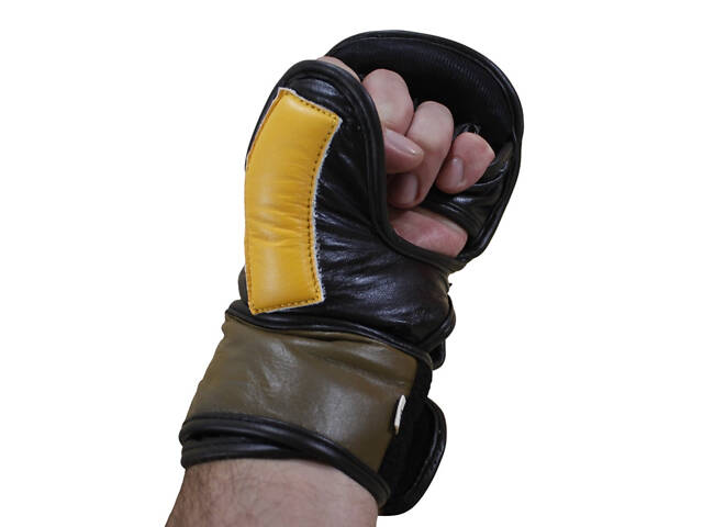 Рукавички для змішаних єдиноборств MMA Sprinter жовто-чорні - Фото 5