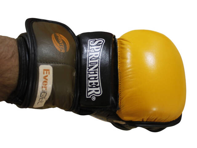 Рукавички для змішаних єдиноборств MMA Sprinter жовто-чорні - Фото 6