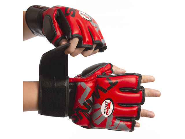 Рукавички для змішаних єдиноборств MMA TWINS TW-001 L Червоні - Фото 1