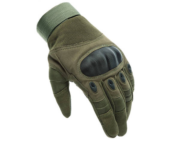 Рукавиці тактичні Primo Carbon повнопалі, сенсорні, розмір L - Army Green - Фото 1