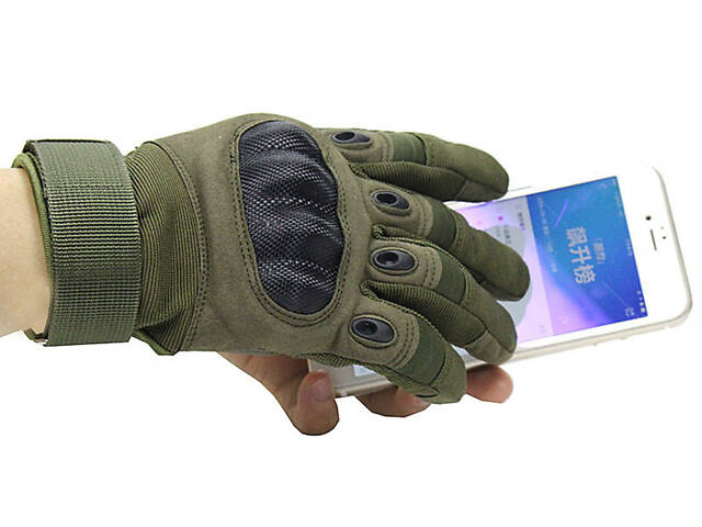 Рукавиці тактичні Primo Carbon повнопалі, сенсорні, розмір L - Army Green - Фото 5