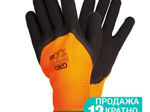 Рукавички трикотажні з частковим латексним покриттям утеплені р10 (помаранчевий манжет) КРАТНО 12 парам GRAD (9445655)