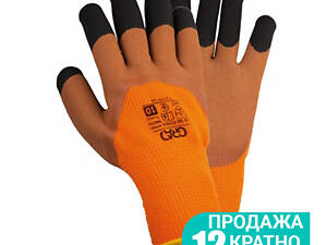Рукавички трикотажні з частковим латексним спіненим покриттям утеплені р10 (коричневий манжет) КРАТНО 12 парам GRAD