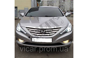 Передние фары, оптика головного света (черны) Hyundai Sonata YF (2011-2014)