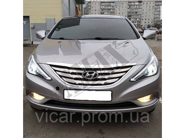 Передние фары, оптика головного света (черны) Hyundai Sonata YF (2011-2014)