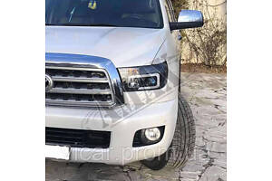 Передние линзовые фары с led элементами Toyota Sequoia