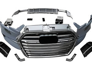 Передний бампер RS-Style V-2 (HB/SD, 2016-2020) для Audi A3