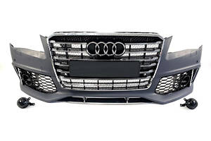 Передній бампер у стилі W12 на Audi A8 D4 2010-2014 року