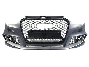 Передний бампер (в стиле RS3 под туманки) на Audi A3 8V 2012-2016 года.