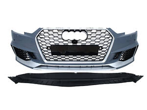 Передній бампер ( в стилі RS4 без радарів V2 ) на Audi A4 B9 2015-2019 року