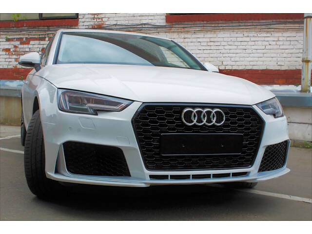 Передний бампер (в стиле RS4 V1) на Audi A4 B9 2015-2019 года. - Фото 5