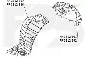 Передний подкрылок правый Infiniti QX50 15-17 (Тайвань) передняя часть