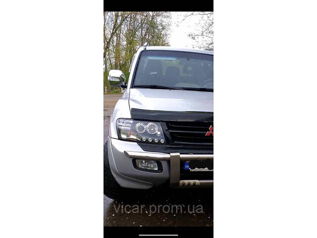 Передняя линзовая оптика, фары (черные) Mitsubishi Pajero Wagon III (2001-2006) - Фото 8