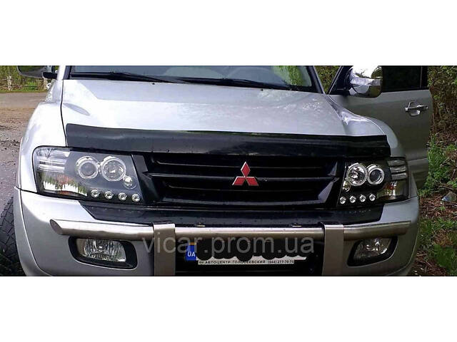 Передняя линзовая оптика, фары (черные) Mitsubishi Pajero Wagon III (2001-2006) - Фото 2
