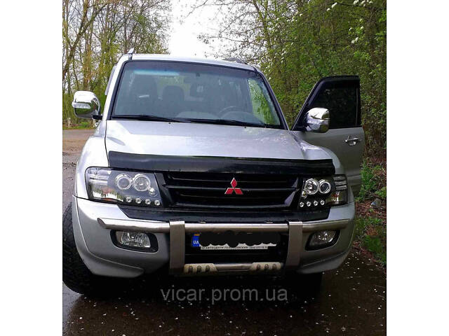 Передняя линзовая оптика, фары (черные) Mitsubishi Pajero Wagon III (2001-2006) - Фото 3