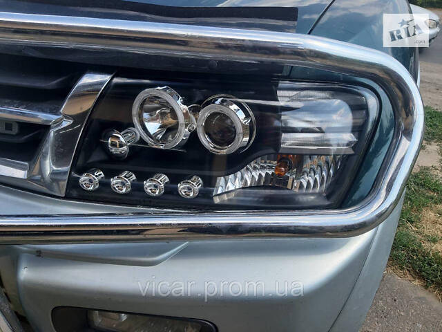 Передняя линзовая оптика, фары (черные) Mitsubishi Pajero Wagon III (2001-2006) - Фото 6