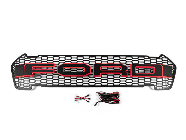 Передняя решетка (2015-2018, красный, LED) для Ford Ranger - Фото 1