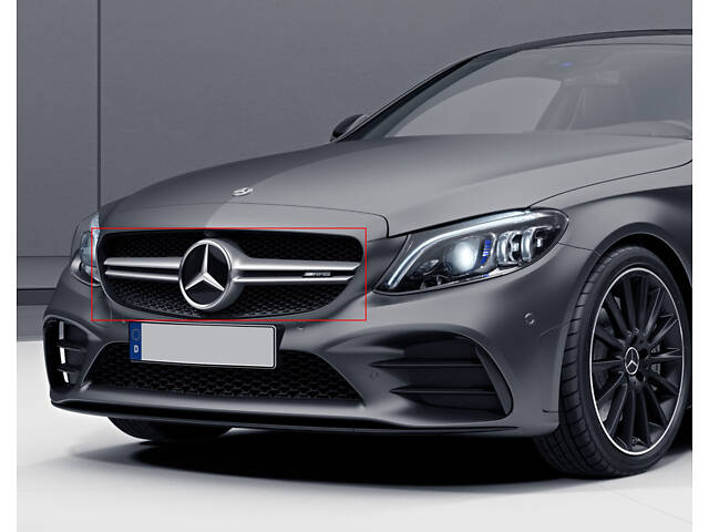 Передняя решетка AMG Silver 2018-2025, с камерой для Mercedes C-сlass W205 - Фото 3