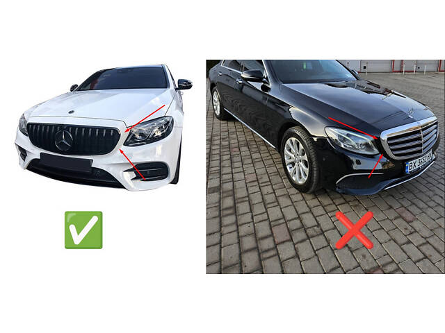 Передняя решетка Diamond Black (для Avantgarde 2016-2019) Без места под камеру для Mercedes E-сlass W213 - Фото 2