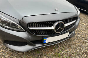 Передняя решетка Diamond Silver 2014-2018, с камерой для Mercedes C-сlass W205