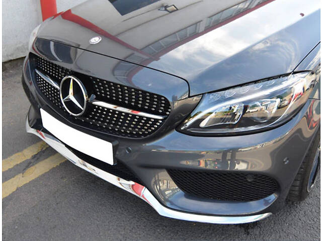 Передняя решетка Diamond Silver 2014-2018, с камерой для Mercedes C-сlass W205 - Фото 13