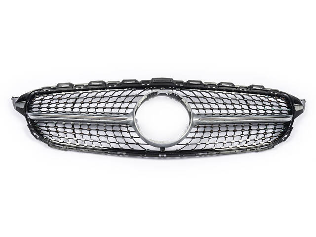 Передняя решетка Diamond Silver 2014-2018, с камерой для Mercedes C-сlass W205 - Фото 10