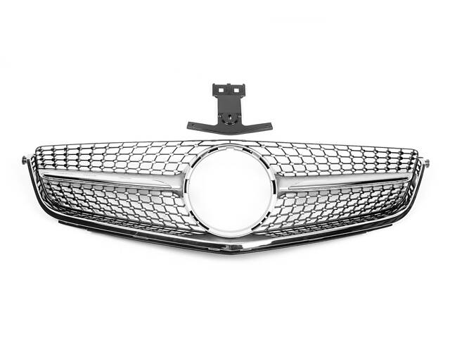 Передняя решетка Diamond Silver (для C63) 2012-2015 для Mercedes C-class W204 - Фото 2