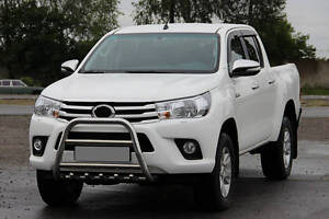 Передняя защита QT008 (нерж) для Toyota Hilux 2015-2024 гг