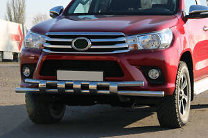 Передняя защита ST015 (нерж) для Toyota Hilux 2015-2024 гг