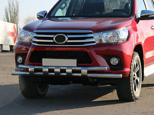 Передняя защита ST015 (нерж) для Toyota Hilux 2015-2024 гг