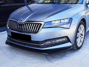 Передний сплиттер DPT V-3 (2015-2020, Черный Глянец) для Skoda Superb
