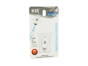 Переходник KIN KY-196 Lighting(M) => Jack 3.5mm(F)+Bluetooth, White, Box