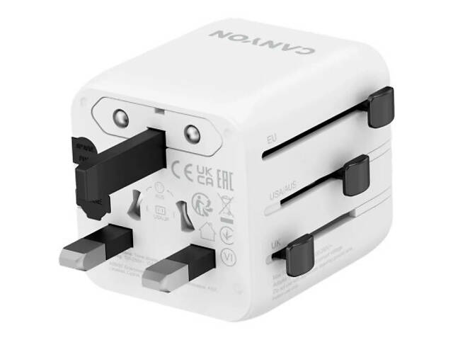 Перехідник Canyon Travel Adapter OnTour One EU/UK/US/AUS White (CNS-TA1005W) - Фото 2