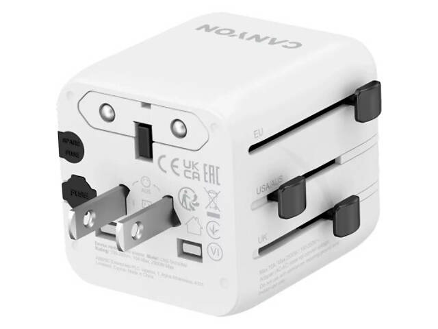 Перехідник Canyon Travel Adapter OnTour One EU/UK/US/AUS White (CNS-TA1005W) - Фото 3