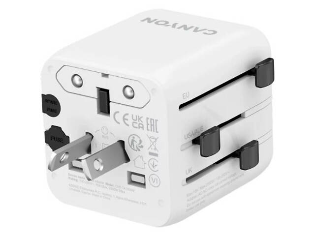 Перехідник Canyon Travel Adapter OnTour One EU/UK/US/AUS White (CNS-TA1005W) - Фото 4
