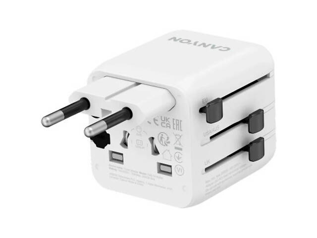 Перехідник Canyon Travel Adapter OnTour One EU/UK/US/AUS White (CNS-TA1005W) - Фото 5